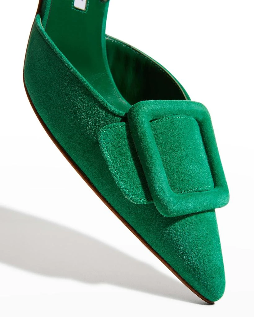 商品Manolo Blahnik|Maysli Buckle Suede Slingback Pumps,价格¥3915,第4张图片详细描述
