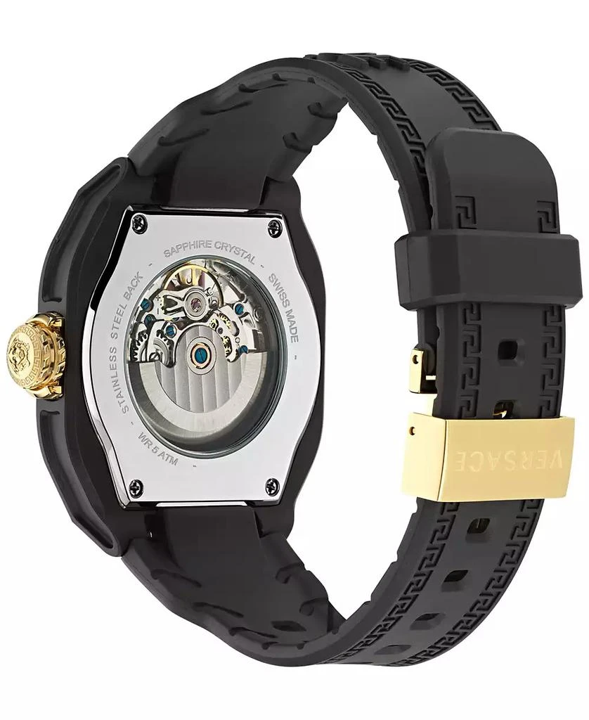 商品Versace|Men's Swiss Automatic V-Legend Skeleton Black Rubber Strap Watch 42mm,价格¥16416,第3张图片详细描述