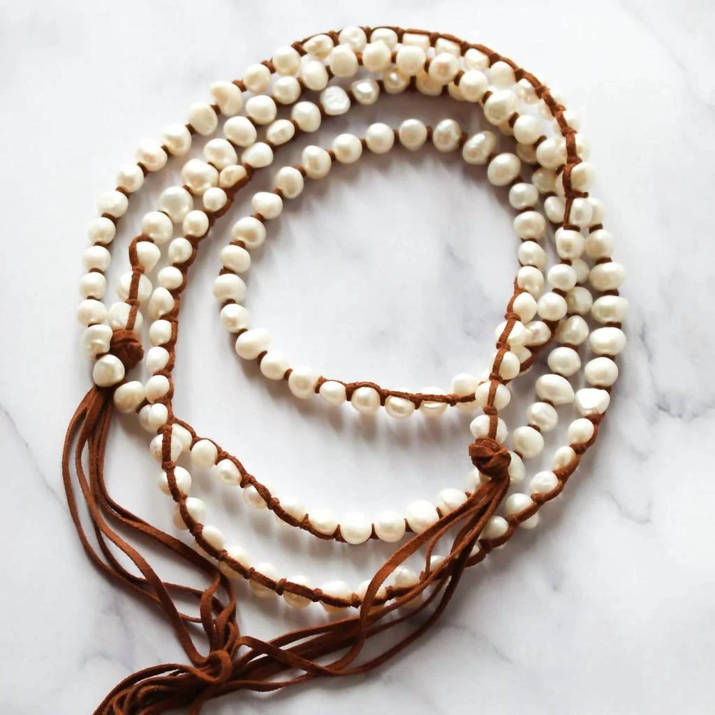 商品Tess & Tomy|Classic Boho Small Pearl Necklace (Extra-Long) in White,价格¥1551,第1张图片