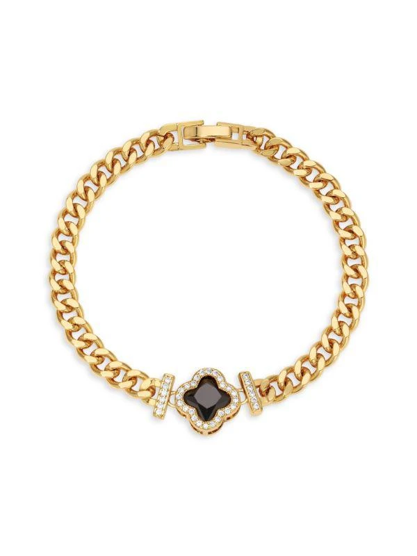 商品Eye Candy LA|Luxe Jade 14K Goldplated & Cubic Zirconia Chain Bracelet,价格¥233,第1张图片