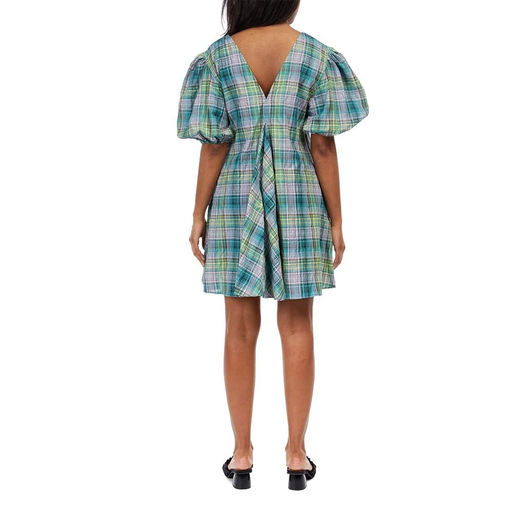 商品Ganni|Seersucker Check V-Neck Mini Dress,价格¥404,第3张图片详细描述