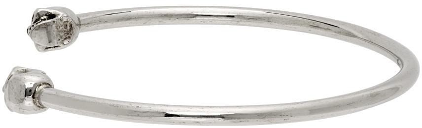 商品Alexander McQueen|Silver Thin Twin Skull Bracelet,价格¥1601,第5张图片详细描述
