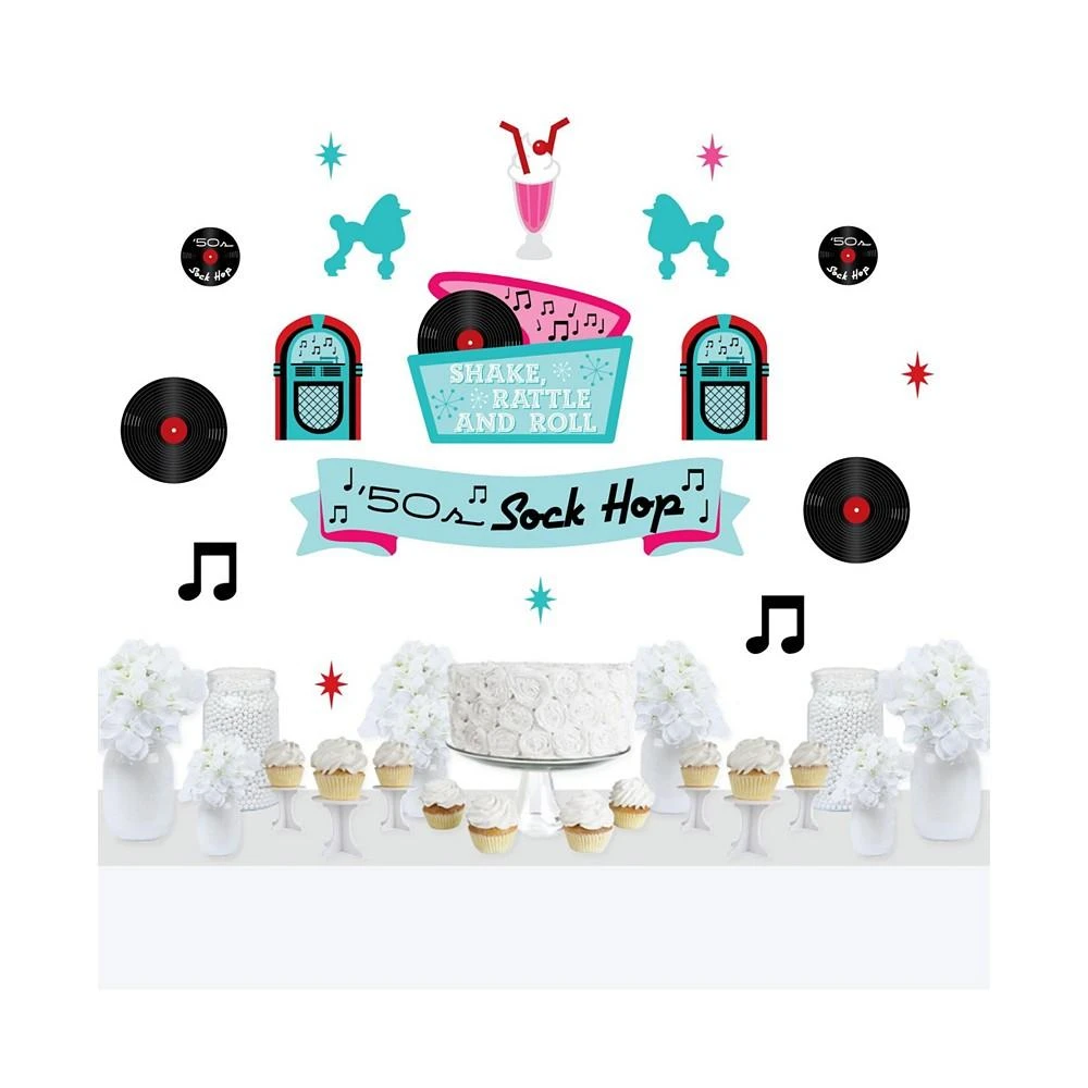 商品Big Dot of Happiness|50’s Sock Hop Peel & Stick 1950s Rock N Roll Party Wall Decals Backdrop,价格¥261,第1张图片