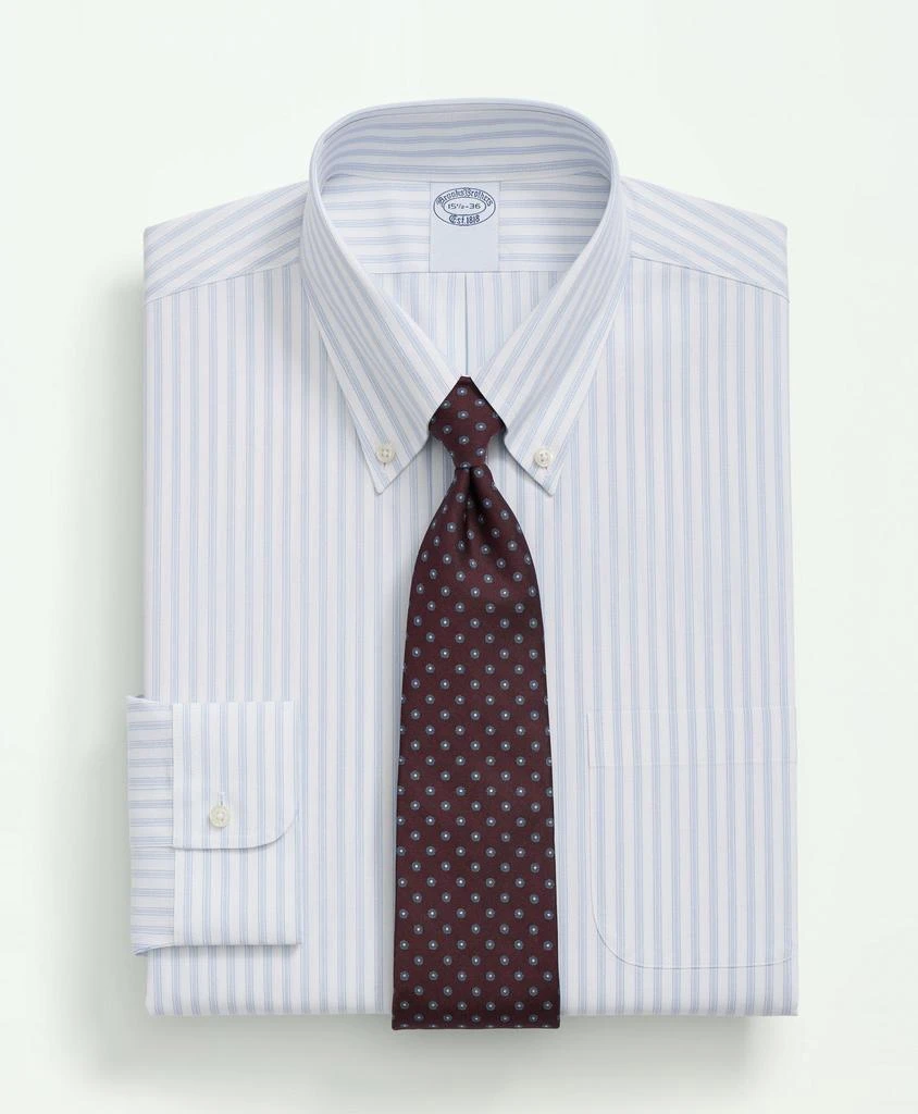 商品Brooks Brothers|Stretch Supima® Cotton Non-Iron Poplin Polo Button Down Collar Track Striped Dress Shirt,价格¥496,第1张图片