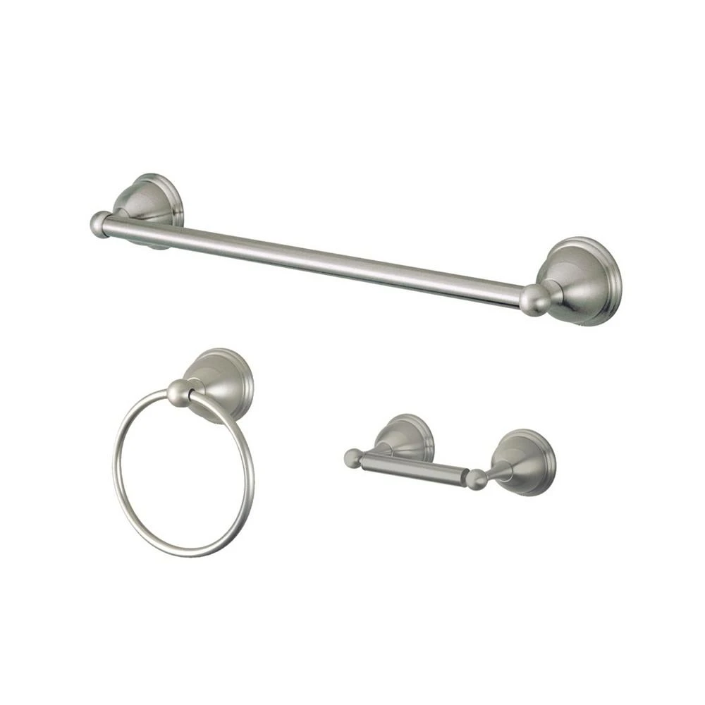 商品Kingston Brass|Restoration 3-Pc. Bathroom Accessory Combo in Brushed Nickel,价格¥1312,第1张图片