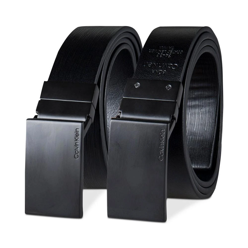 商品Calvin Klein|Men’s Matte Black Reversible Plaque Buckle Belt,价格¥373,第2张图片详细描述