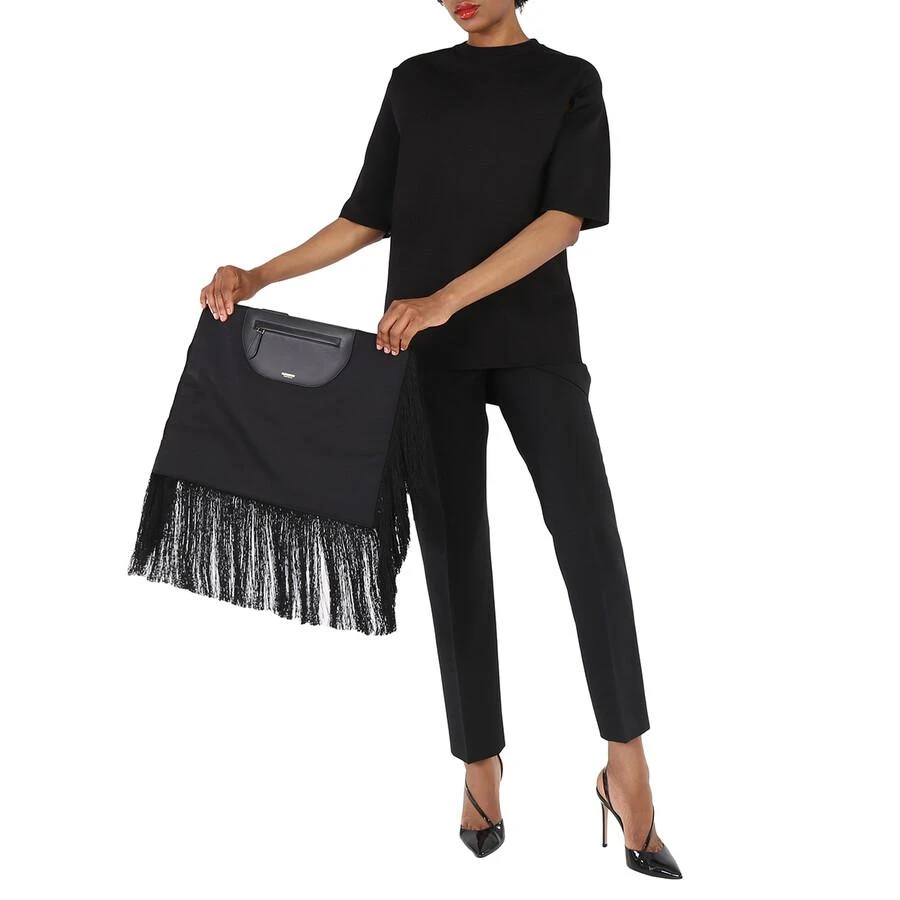 商品Burberry|Ladies Black Fringe Leather Olympia Scarf Flat Clutch,价格¥3615,第2张图片详细描述