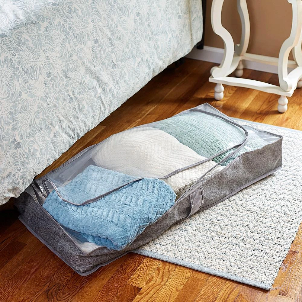 商品Household Essentials|Gray Linen Zippered Under-the-Bed Storage Bag,价格¥253,第5张图片详细描述