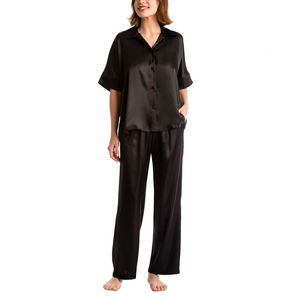 商品Linea Donatella|Women's 2-Pc. Satin Button-Front Pajamas Set,价格¥195,第1张图片
