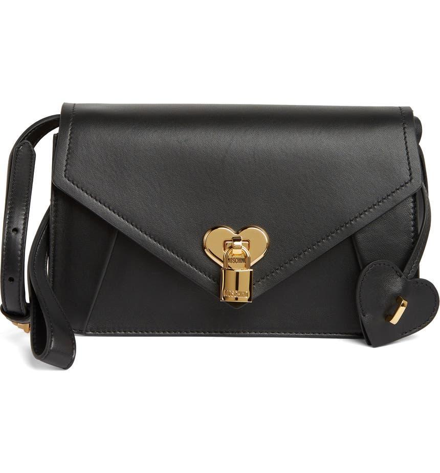 商品Moschino|Heart Turnlock Leather Crossbody Bag,价格¥5487,第1张图片