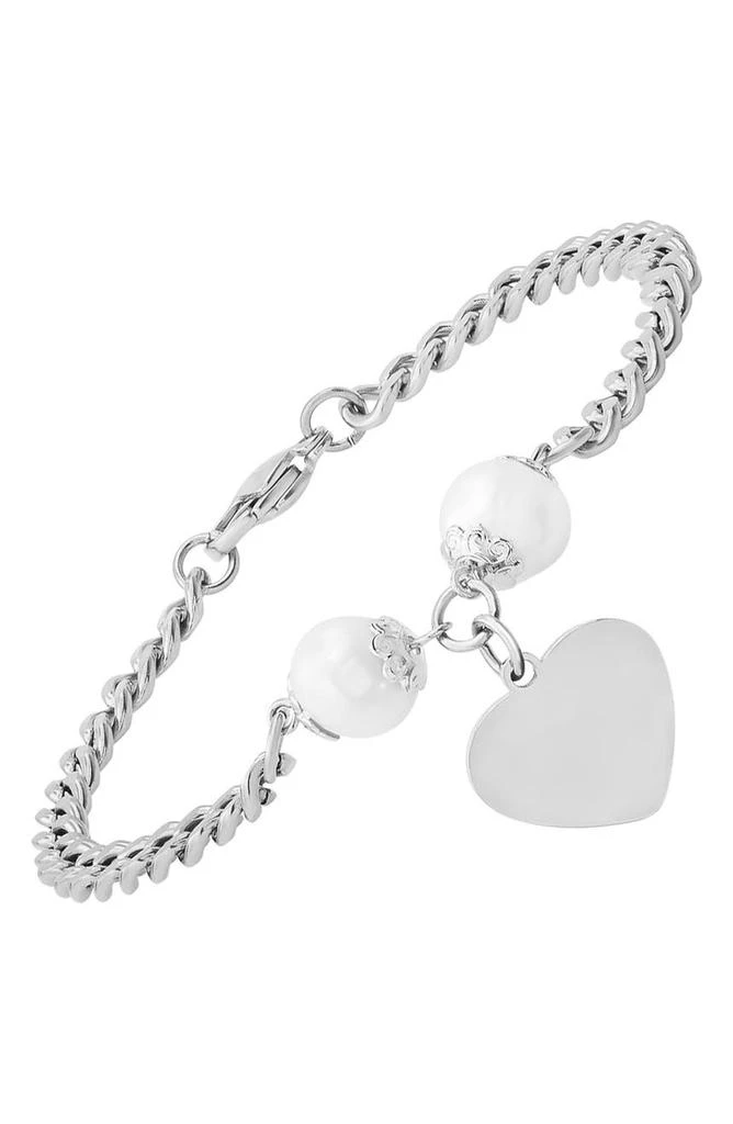 商品HMY JEWELRY|10mm Freshwater Pearl Heart Charm Bracelet,价格¥190,第2张图片详细描述