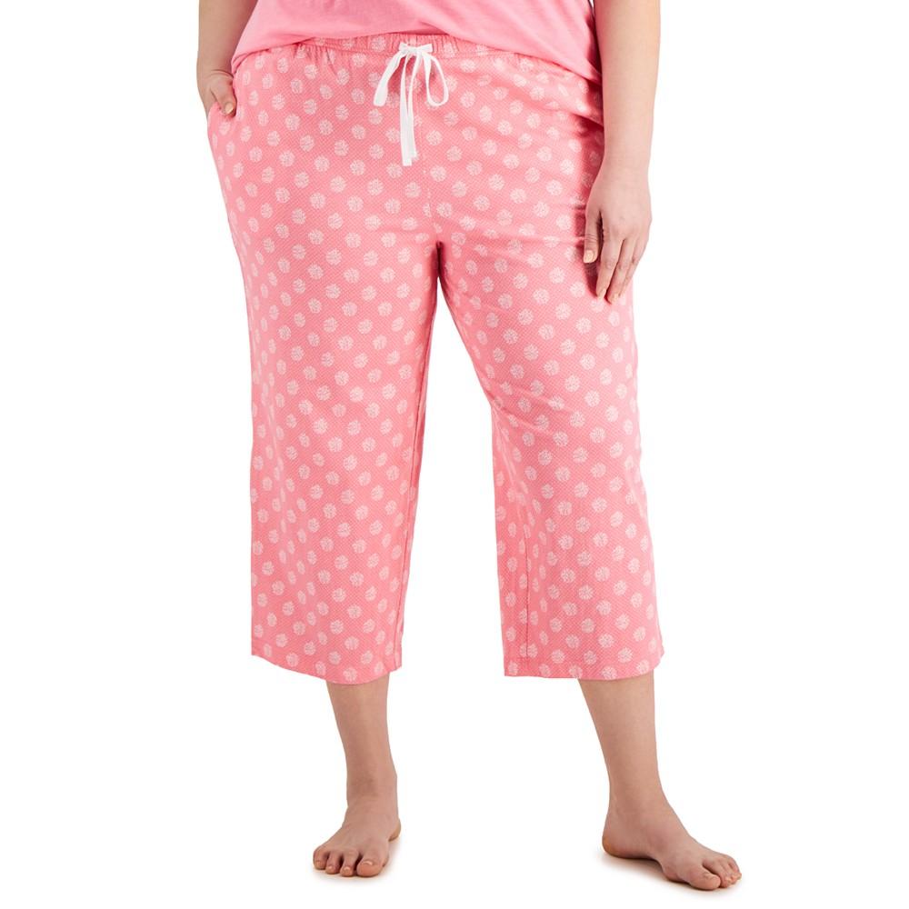 Women's Plus Size Printed Cropped Cotton Pajama Pants, Created for Macy's商品第1张图片规格展示