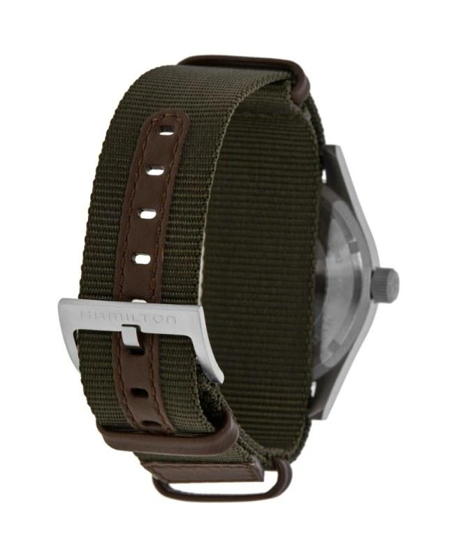 商品Hamilton|Hamilton Khaki Field Mechanical 42mm Manual Winding Black Dial Green Textile Strap Men's Watch H69529933,价格¥3889,第4张图片详细描述