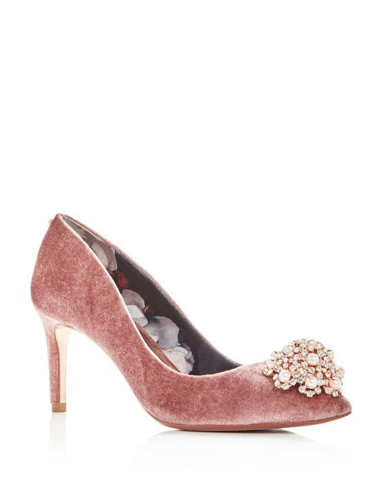 商品Ted Baker London|丝绒珍珠钻饰高跟鞋,价格¥889,第1张图片
