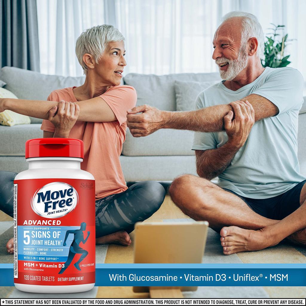 商品Move Free|Move Free Advanced Glucosamine Chondroitin MSM + Vitamin D3 Joint Support Supplement, Supports Mobility Comfort Strength Flexibility & Bone + Immune Health - 120 Tablets (40 servings)*,价格¥167-¥447,第4张图片详细描述