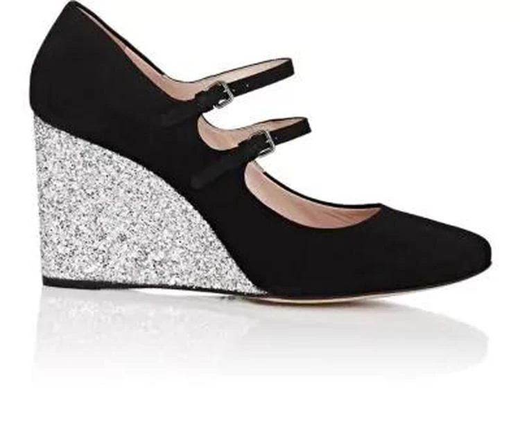 商品Miu Miu|Glitter-Wedge Mary Jane Pumps,价格¥3088,第1张图片