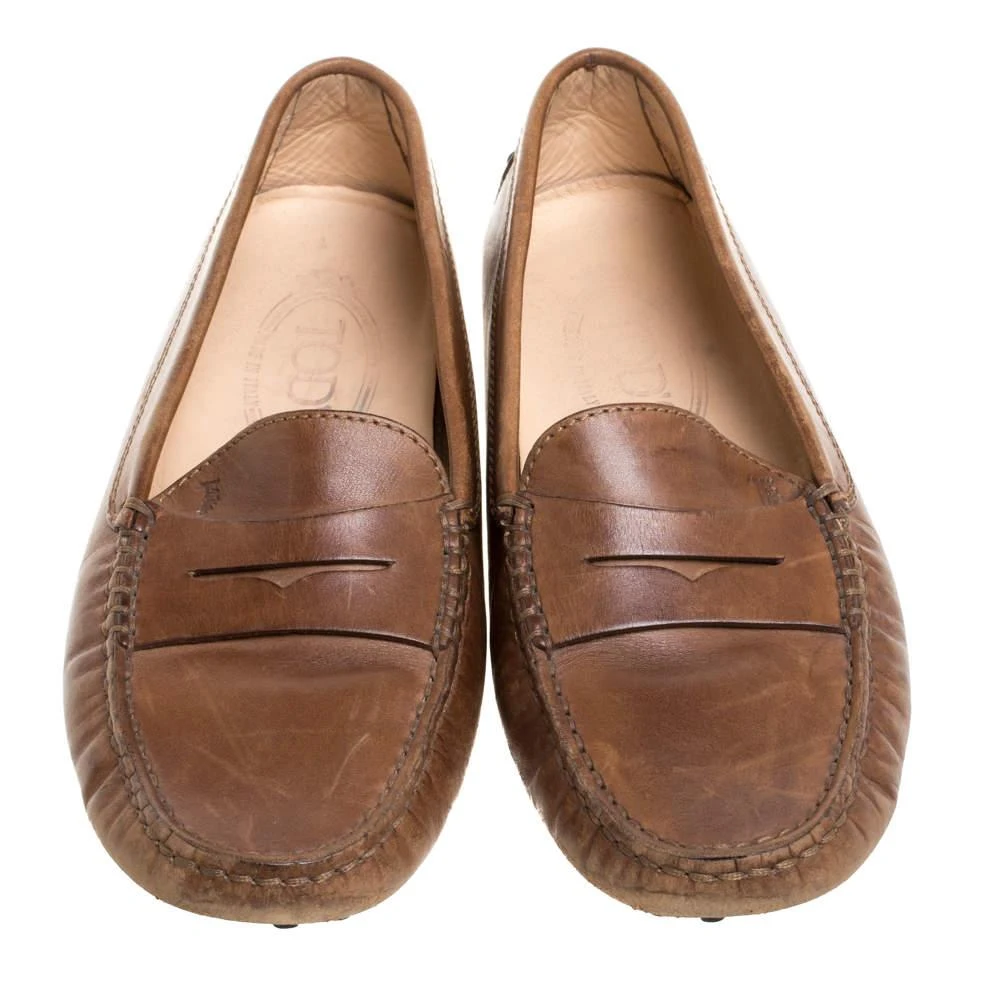 商品[二手商品] Tod's|Tod's Brown Leather Penny Slip On Loafers Size 35,价格¥1687,第3张图片详细描述