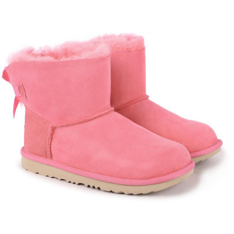 商品UGG|Bows detailing leather logo ankle boots in pink,价格¥1422,第1张图片