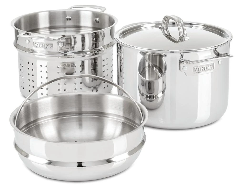 商品Viking|3-Ply Pasta Pot Multicooker With Steamer, Stainless Steel,价格¥2382,第2张图片详细描述