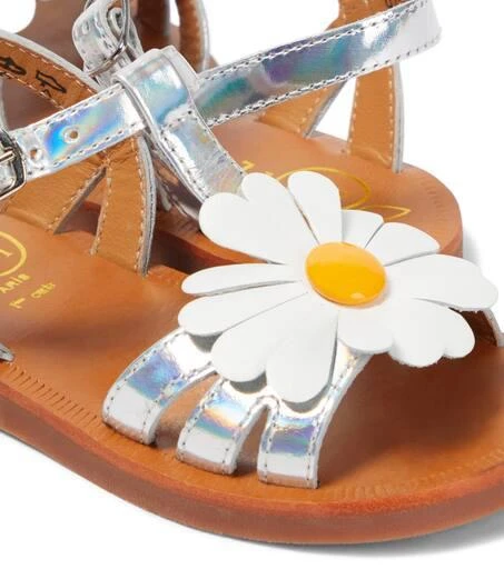商品Pom d'Api|Plagette Big Flo metallic leather sandals,价格¥681,第5张图片详细描述