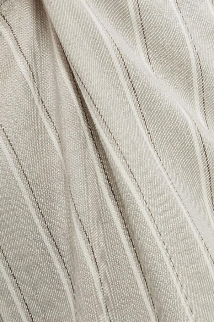 Cropped striped linen-blend twill wide-leg pants商品第4张图片规格展示