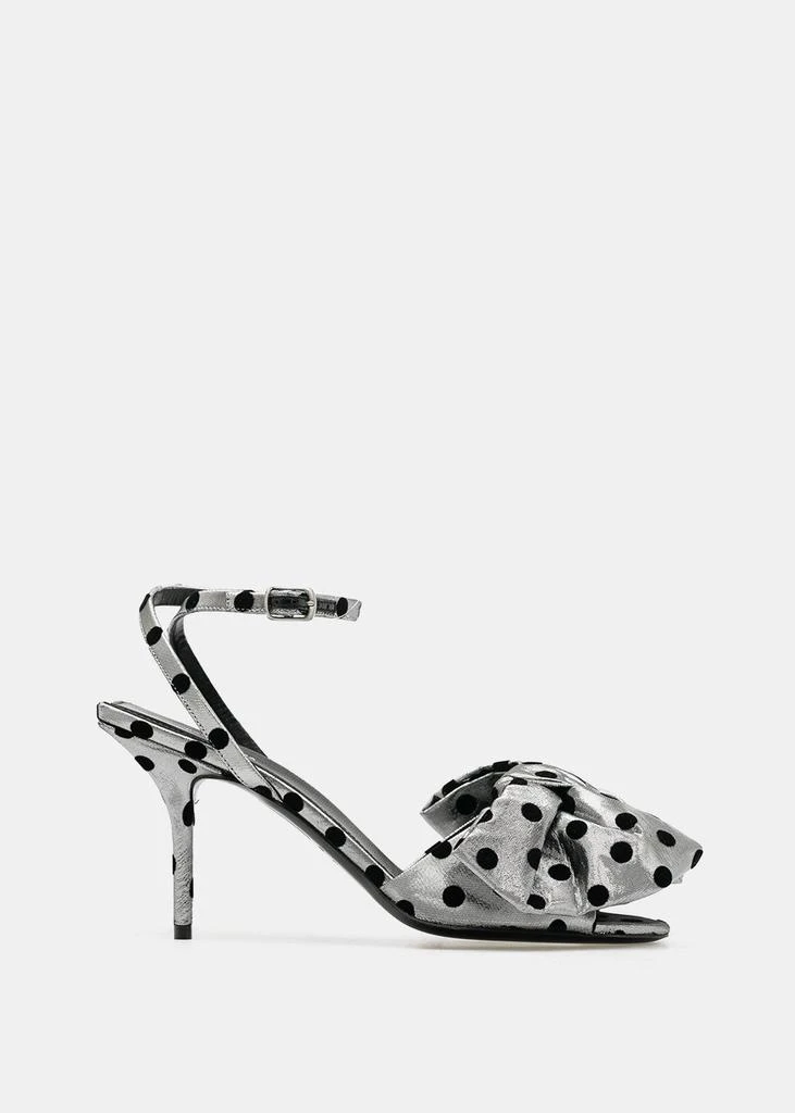商品Balenciaga|Balenciaga Silver & Black Bow Ankle Strap Sandals,价格¥3218,第1张图片