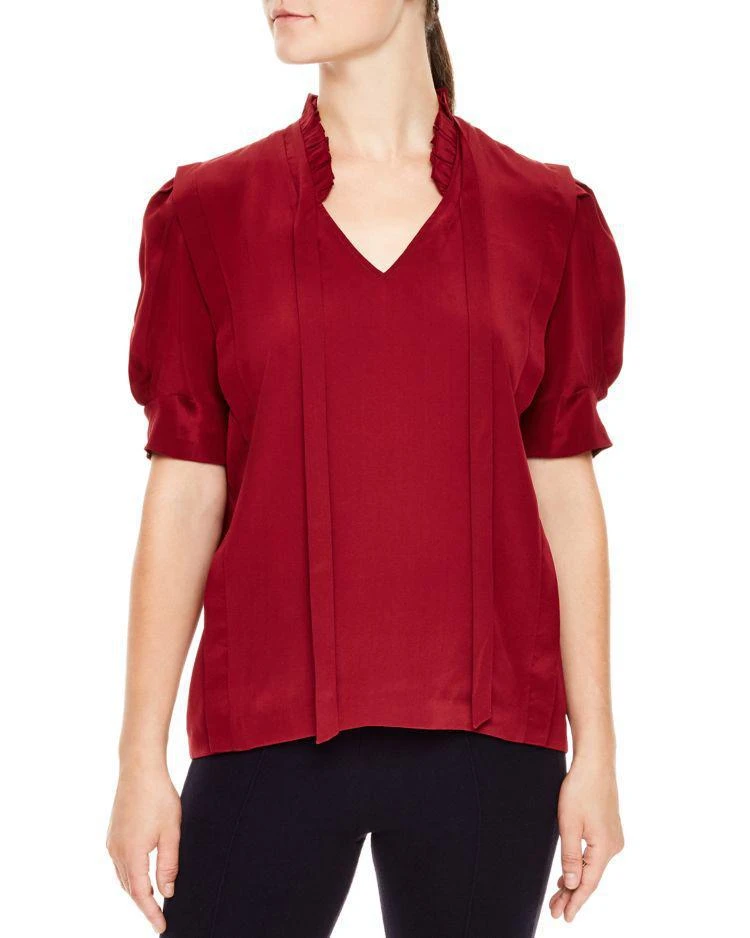商品Sandro|Phelia Pleat-Detail Silk Top,价格¥1203,第1张图片