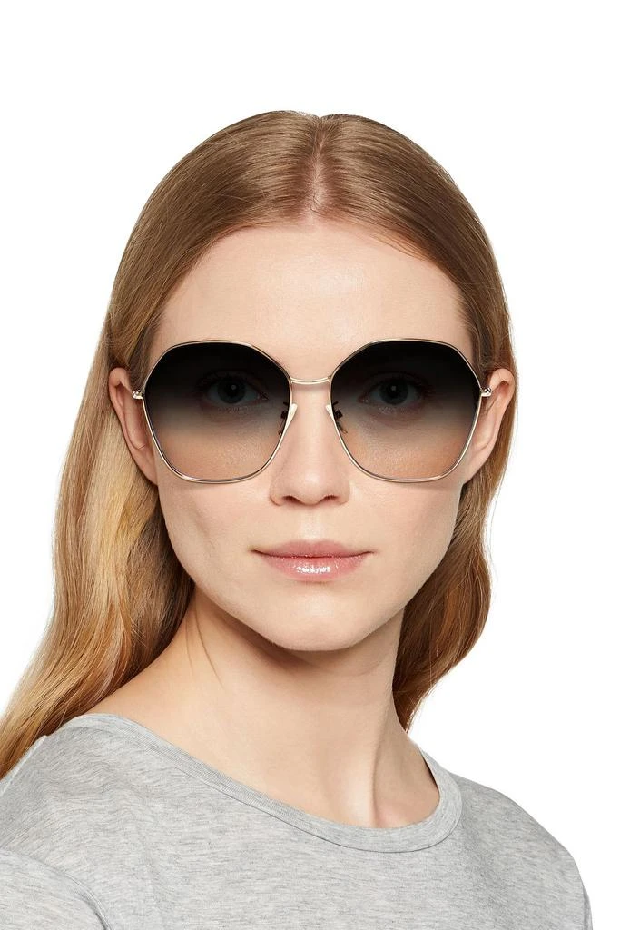 商品Givenchy|Hexagon-frame crystal-embellished gold-tone sunglasses,价格¥1762,第2张图片详细描述
