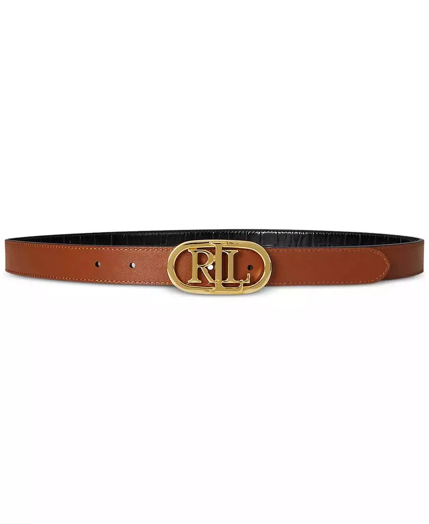 商品Ralph Lauren|Logo Reversible Embossed Leather Skinny Belt,价格¥388,第1张图片