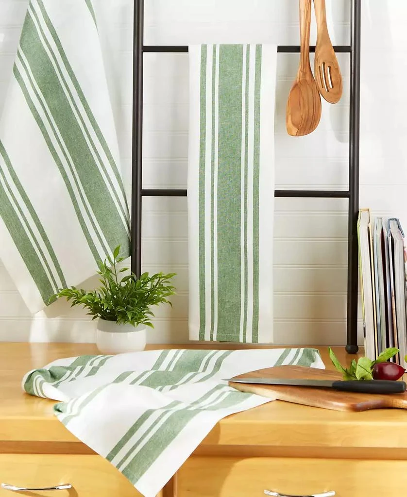 商品Design Imports|Everyday Kitchen Dishtowel Collection Large Chef Stripe Tea Towel, 18x28", Basil Green, 3 Count,价格¥150,第5张图片详细描述