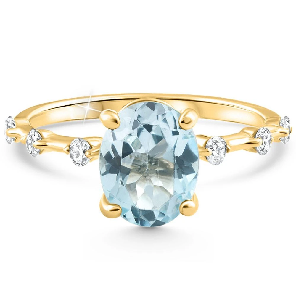 商品Pompeii3|2 1/4Ct Oval Blue Topaz Diamond Ring White or Yellow Gold Lab Grown,价格¥3972,第1张图片