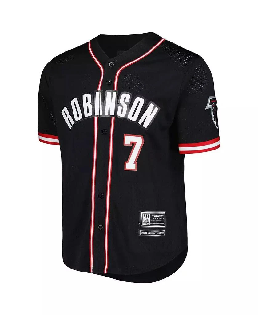 商品Pro Standard|Men's Bijan Robinson Black Atlanta Falcons Mesh Baseball Button-Up T-shirt,价格¥827,第3张图片详细描述