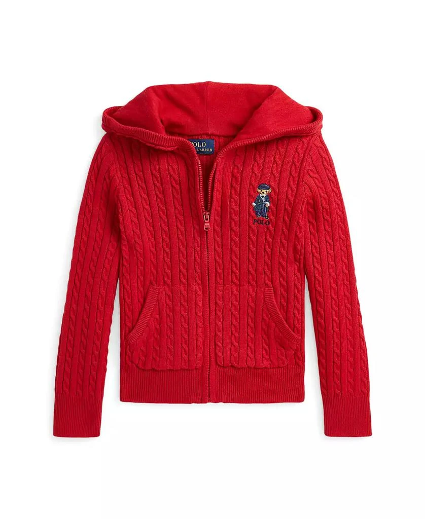 商品Ralph Lauren|Toddler and Little Girls Polo Bear Cotton Full-Zip Sweatshirt,价格¥345,第1张图片