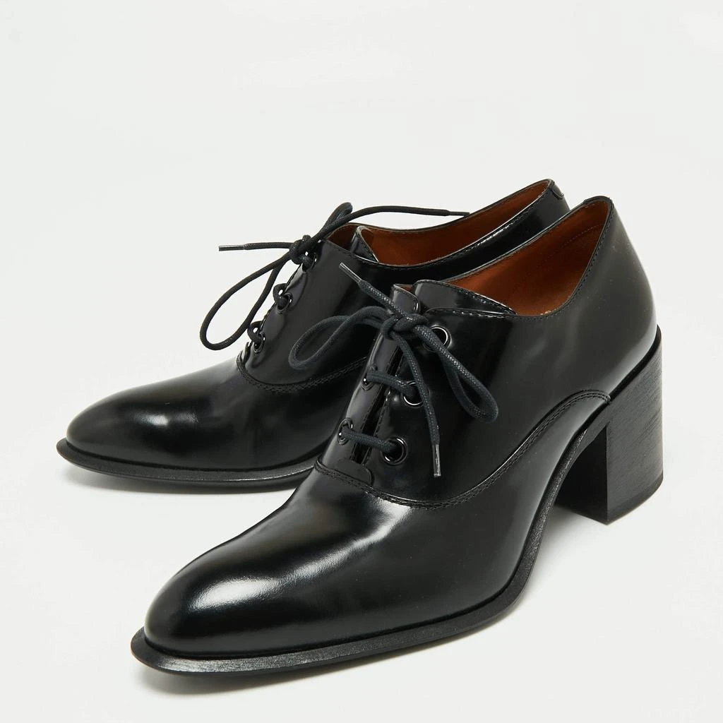 商品Celine|Celine Black Glossy Leather Lace Up Heel Derby Size 41,价格¥2453,第2张图片详细描述