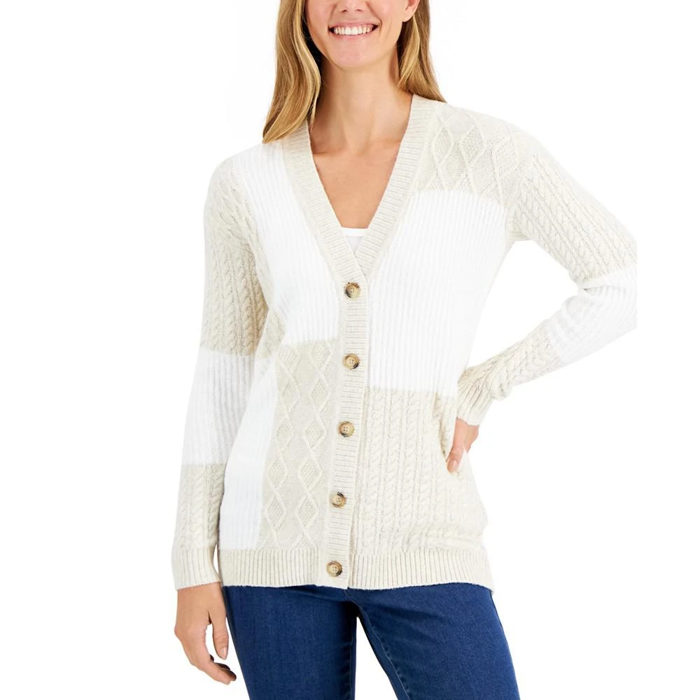 商品Charter Club|Women's Patchwork Knit Cardigan, Created for Macy's,价格¥165,第1张图片