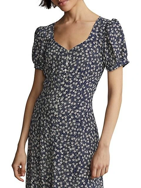 商品Ralph Lauren|Floral-Print Plain-Weave Dress,价格¥1562,第4张图片详细描述