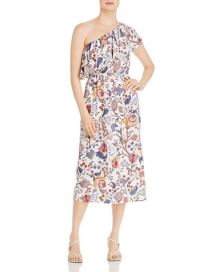 商品Tahari|Printed One Shoulder Ruffle Trim Dress,价格¥220,第1张图片