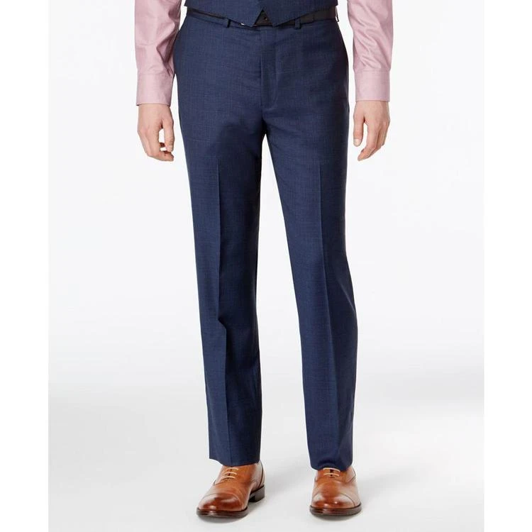 Men's Extra-Slim Fit Blue Tonal Windowpane Vested Suit 商品