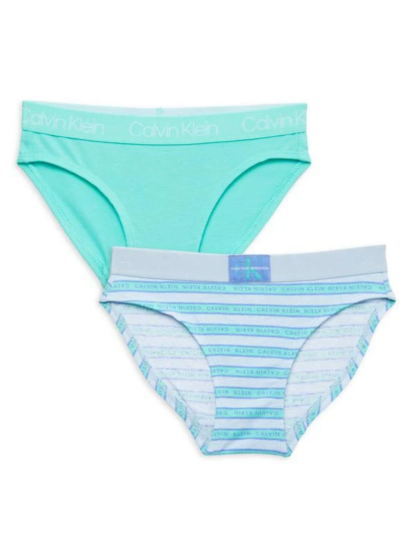 商品Calvin Klein|Girl's 2-Pack Logo Bikini Briefs,价格¥34,第1张图片