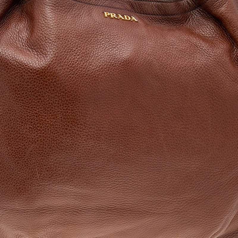 Prada Brown Cervo Leather Hobo商品第5张图片规格展示