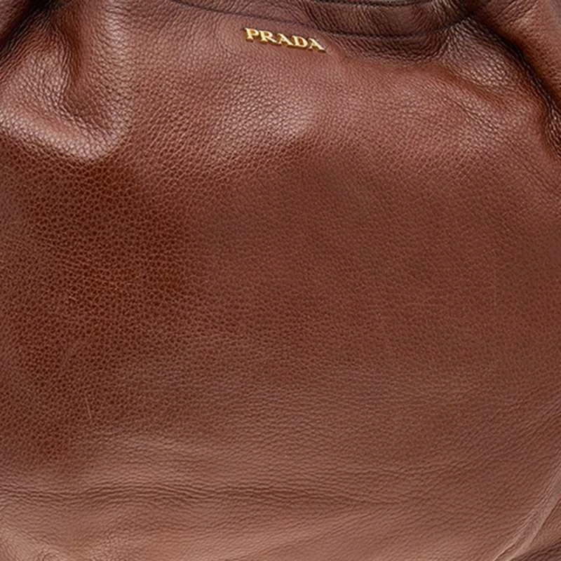 商品[二手商品] Prada|Prada Brown Cervo Leather Hobo,价格¥1404,第5张图片详细描述