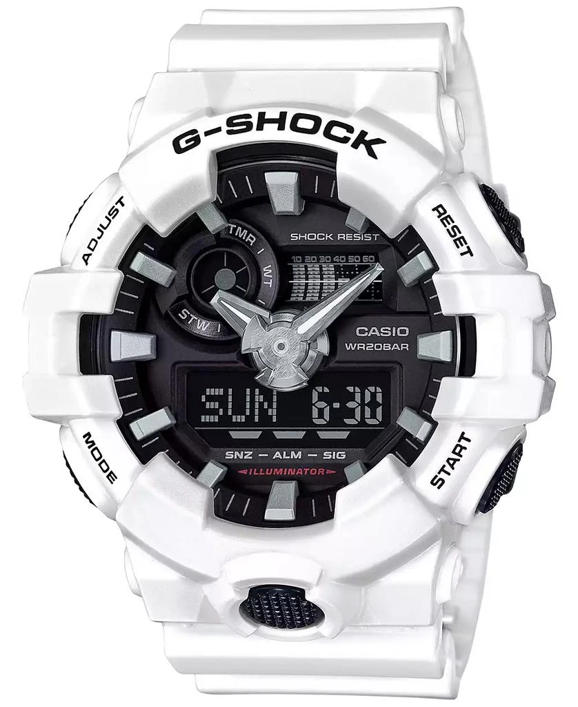 商品G-Shock|黑色表盘白表带男士腕表, 54mm,价格¥751,第1张图片