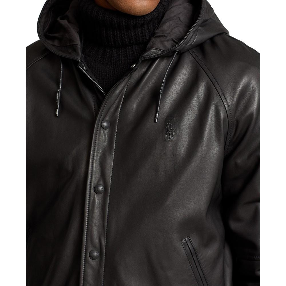 Men's Leather Hooded Jacket商品第3张图片规格展示