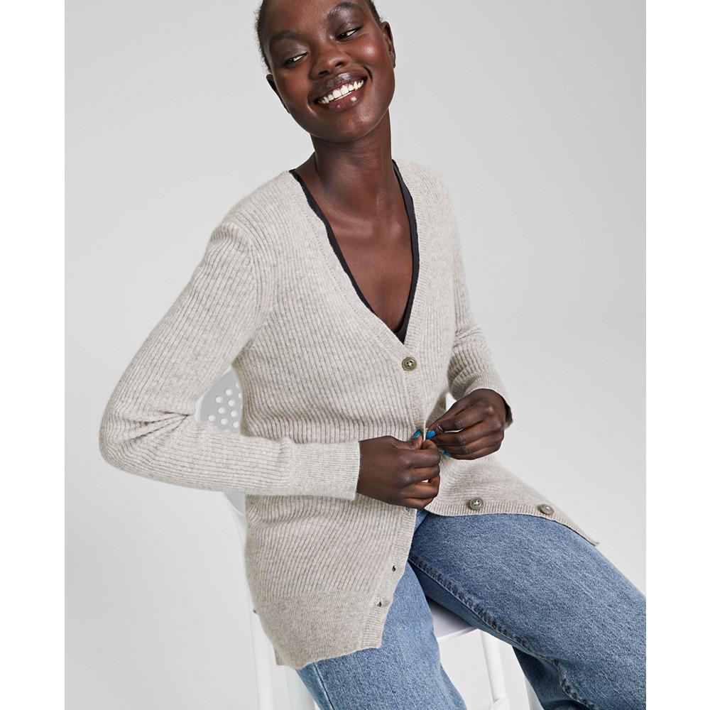 Women's 100% Cashmere Ribbed Cardigan, Created for Macy's商品第3张图片规格展示