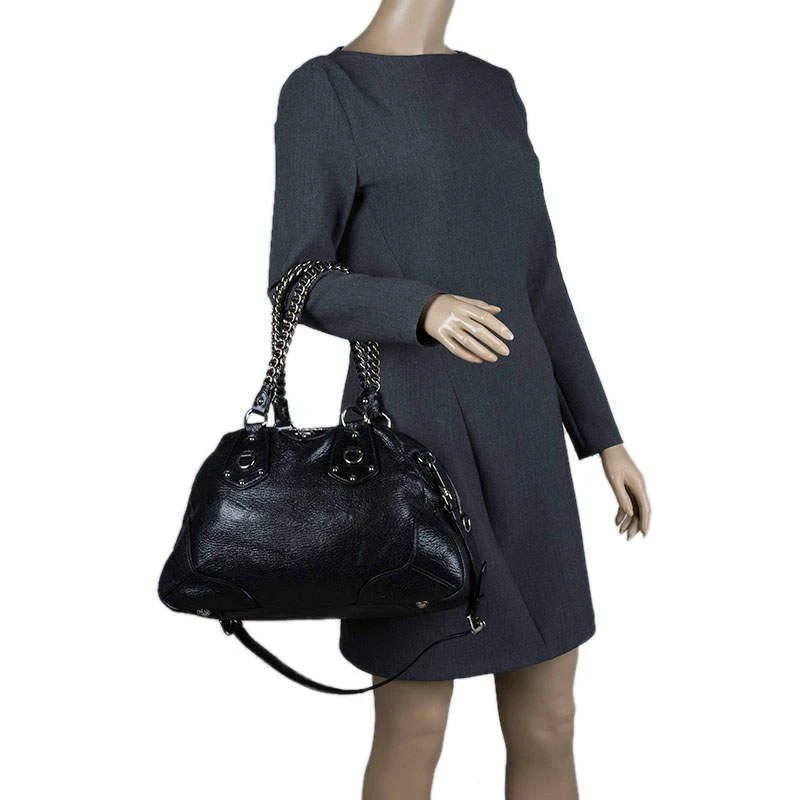 商品[二手商品] Prada|Prada Black Cervo Lux Leather Chain Bowling Bag,价格¥3301,第2张图片详细描述