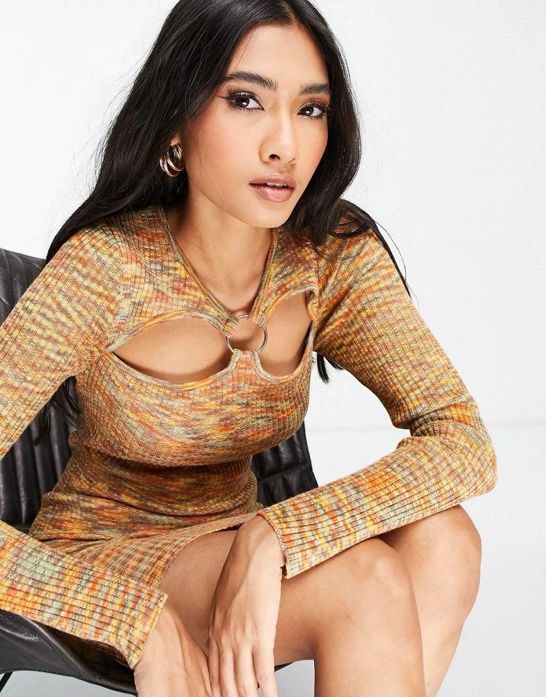 商品ASOS|ASOS DESIGN mini knitted dress with cut out detail in space dye,价格¥136,第2张图片详细描述