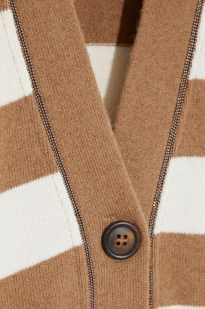 Bead-embellished striped wool, cashmere and silk-blend cardigan商品第4张图片规格展示