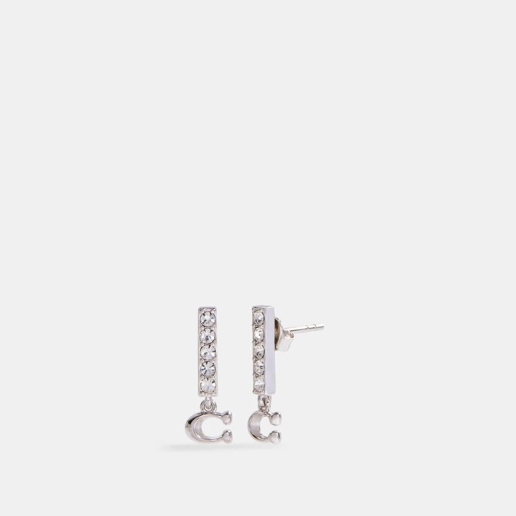 商品Coach|Coach Outlet Signature Pave Bar Stud Earrings,价格¥179,第2张图片详细描述