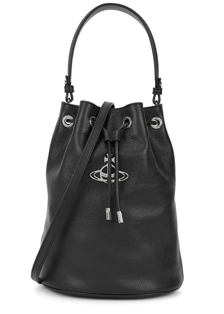 商品Vivienne Westwood|Carrie black grained leather bucket bag,价格¥3605,第1张图片