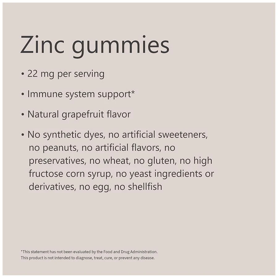 Zinc 22 mg Gummies Natural Grapefruit 商品